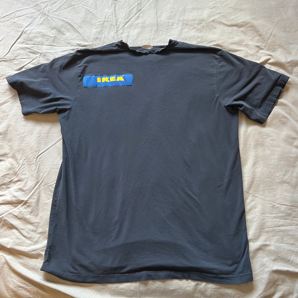 IKEA Mens T-Shirt Logo Blue Yellow Patch SS Discontinued Cotton Blend Heavy Wear